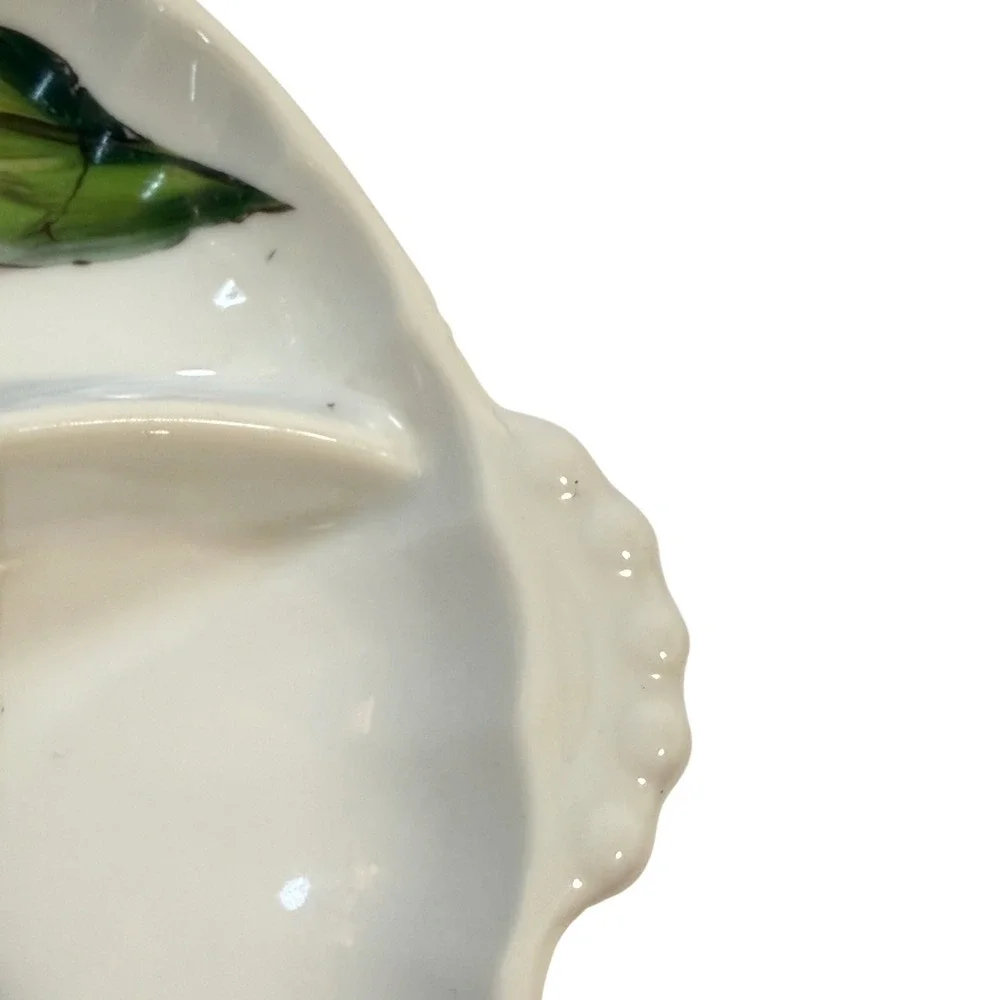 Mottahedeh Design Divided Serving Dish Leaf Floral Hand Painted‎ Cottagecore